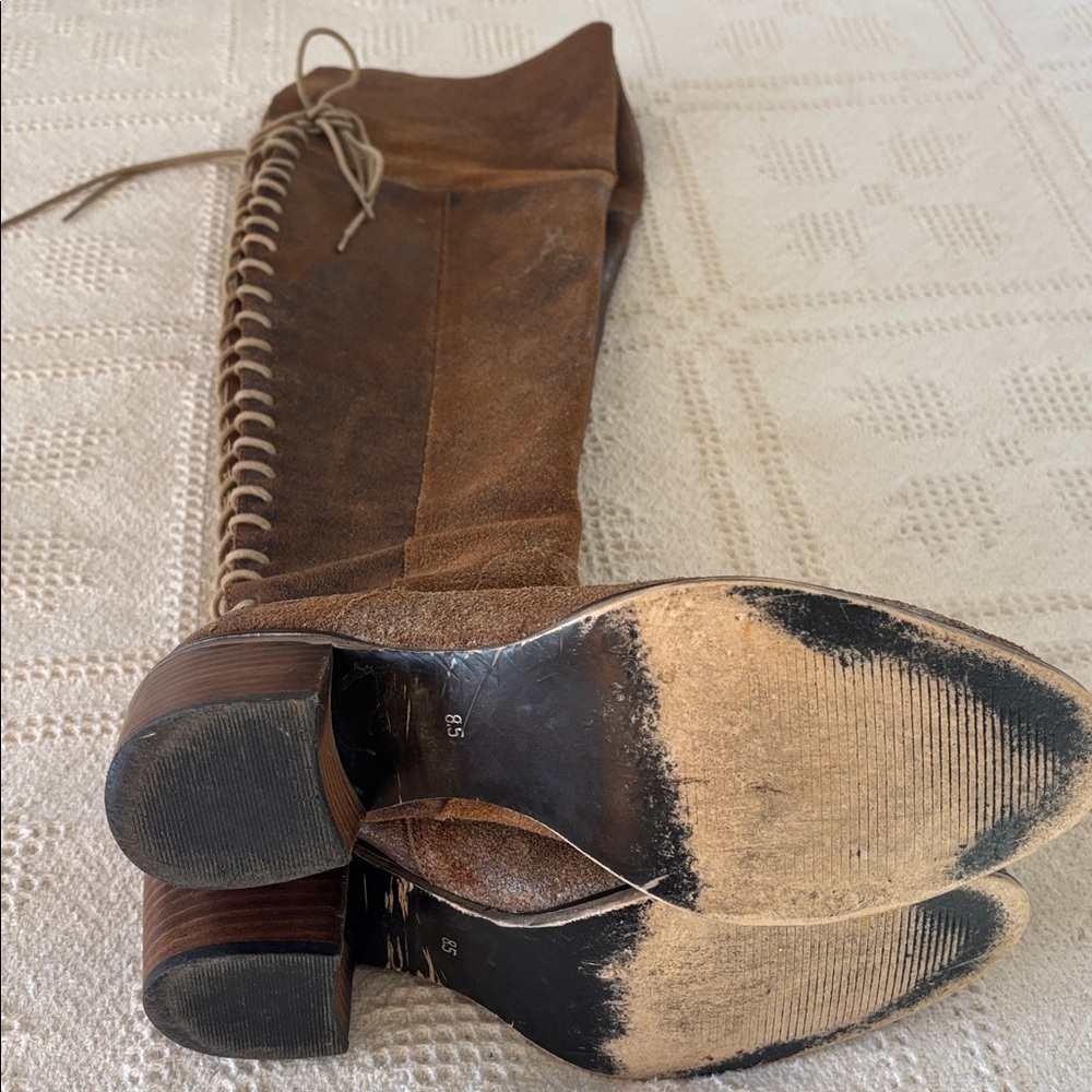 Diba True Sunset Sail Brown Leather Over the Knee Distressed Boots Size 8.5 - Picture 7 of 16